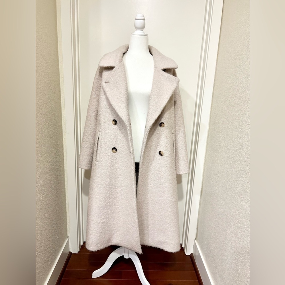 Anthropologie Boucle Cocoon Coat Size M/P cream wool blend retail $368 - Picture 9 of 12